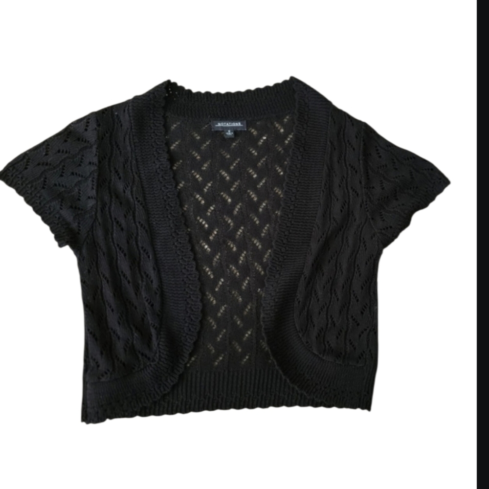 Black Short Sleeve Shrug Sweater, small